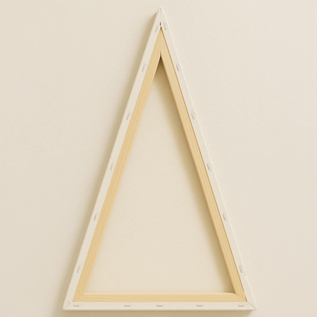 Back of Isosceles Acute triangular canvas on white background
