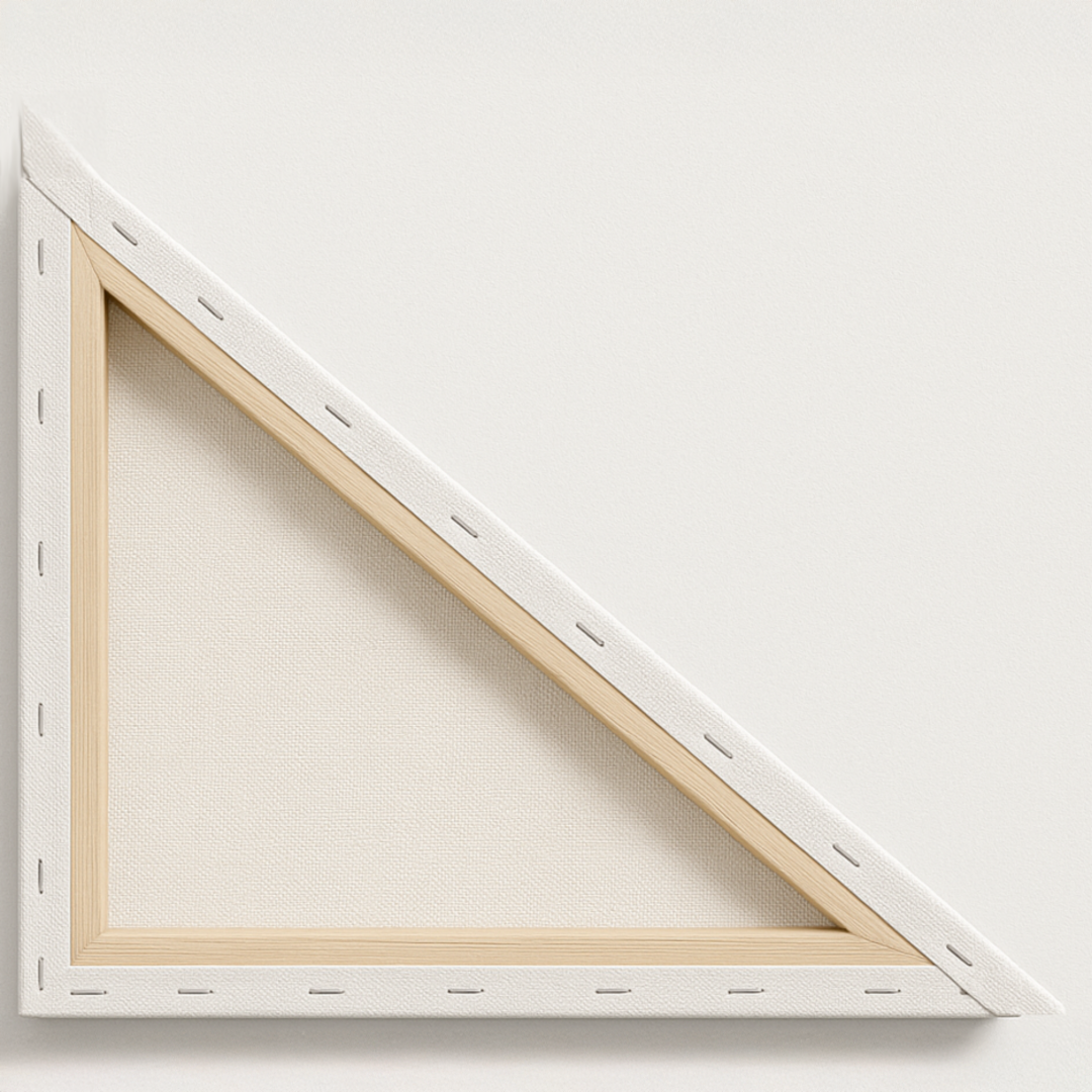 Back side of an Isosceles Right triangular canvas.