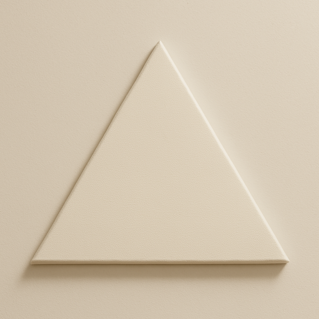 The front of an Equilateral Triangular white canvas on white background