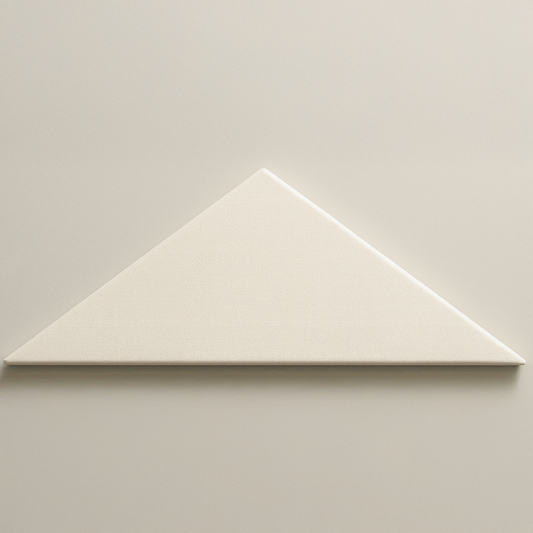Front side of a white obtuse triangular canvas